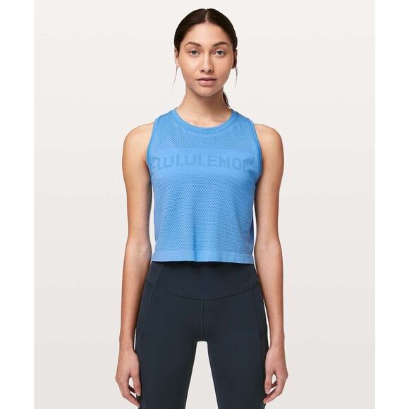 Lululemon Breeze By Muscle Crop Tank in Brisk Blue Sz 10 / 12 - Picture 4 of 8